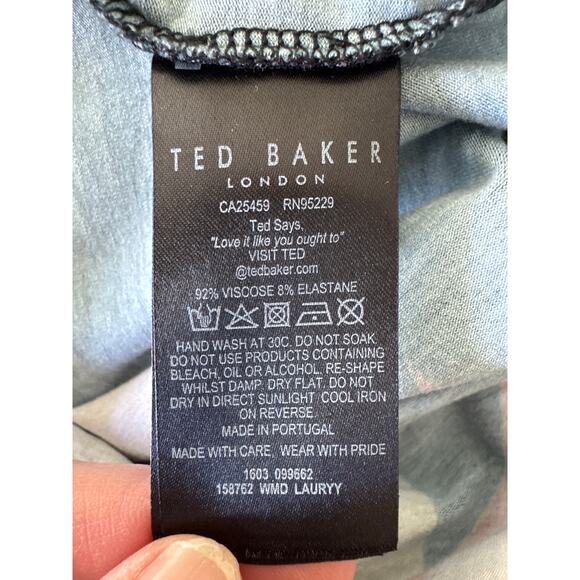 Ted Baker Lauryy Sapphire Abstract Print Bodycon Dress Ted Size 3 (UK 12/US 8) - Picture 11 of 11